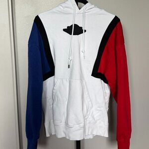 NIKE Air Jordan Flight Hoodie Medium White Red Blue Blk Embroidered Logo
